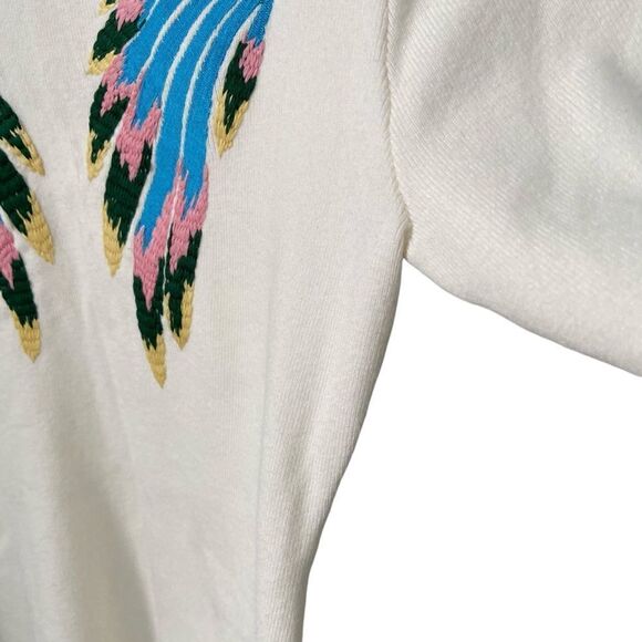 Boho Vibe Parrot Embroidered Mini Sweater Dress in Size Medium - Picture 12 of 14